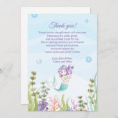 人魚のベビーシャワーのサンキューカードの紫色の青 サンキューカード (正面/裏面)