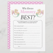 人魚のベビーシャワー。誰がママのポカドットを知っている 招待状 (正面/裏面)