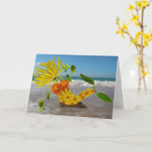 人魚のホリデー カード (黄色い花)