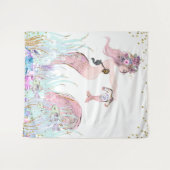 人魚のママ ベイビーシャワー 背景 バナー タペストリー (正面(横))