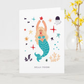 人魚のメッセージ |空白の | カード (黄色い花)