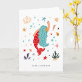 人魚のメッセージ |空白の | カード (黄色い花)