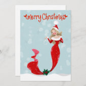 人魚のメリークリスマスバブルズホリデー シーズンカード (正面/裏面)