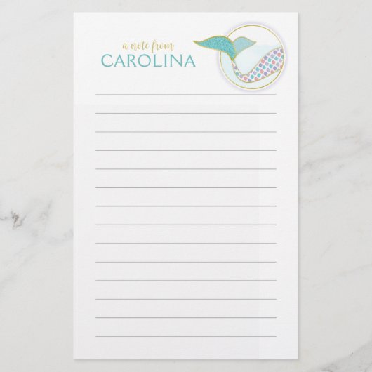 人魚の並んだ手紙の筆記紙女の子文房具 (正面)