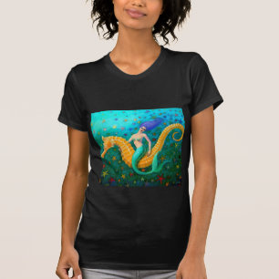 人魚の乗車のタツノオトシゴ Tシャツ
