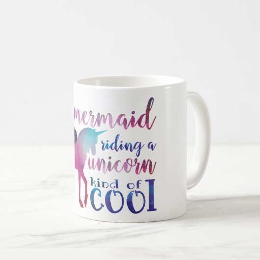人魚の乗馬のユニコーンのカラフルのカッコいいの引用文 コーヒーマグカップ (正面右)