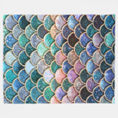 人魚の人魚のきらめきの人魚のスケールはあろう フリースブランケット (正面(横))