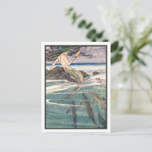 人魚の人魚をマルーナーの岩に乗せたアリス・B・ウッドワード ポストカード (スタンド正面)