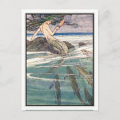 人魚の人魚をマルーナーの岩に乗せたアリス・B・ウッドワード ポストカード (正面)
