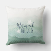 人魚の休みの緑の水彩画の装飾用クッション クッション (裏面)