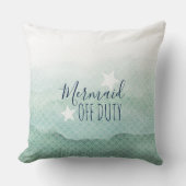 人魚の休みの緑の水彩画の装飾用クッション クッション (正面)