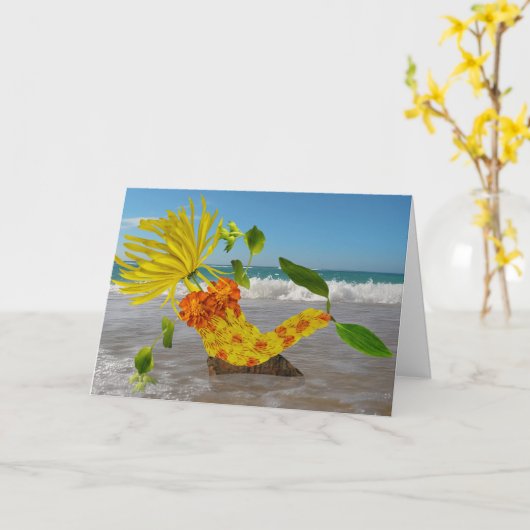 人魚の休日 カード (黄色い花)