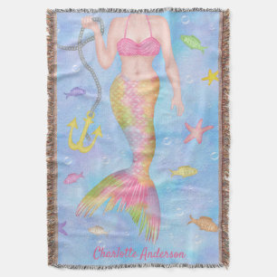 人魚の体 の水中魚のファンタジーの名前をカスタムする スローブランケット