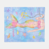 人魚の体|の水中魚のファンタジーの名前をカスタムする フリースブランケット (正面(横))