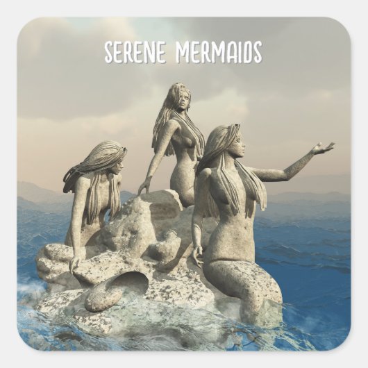 人魚の像。カスタマイズ スクエアシール (正面)