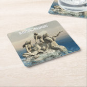 人魚の像。カスタマイズ スクエアペーパーコースター (アングル)