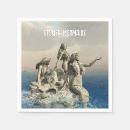人魚の像。カスタマイズ スタンダードカクテルナプキン