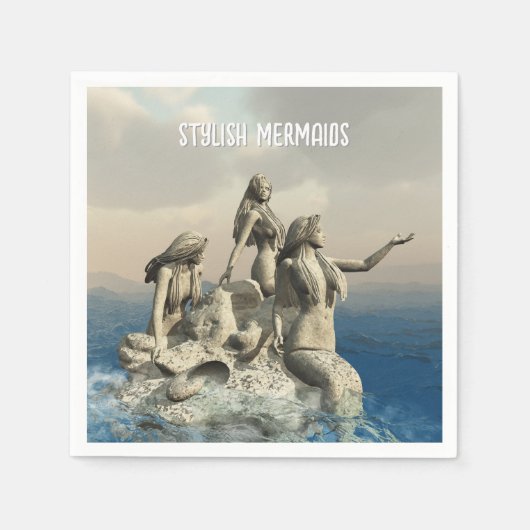 人魚の像。カスタマイズ スタンダードカクテルナプキン (正面)