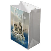 人魚の像。カスタマイズ ミディアムペーパーバッグ (正面アングル)