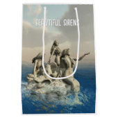 人魚の像。カスタマイズ ミディアムペーパーバッグ (裏面)