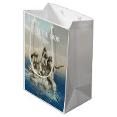 人魚の像。カスタマイズ ミディアムペーパーバッグ (裏面アングル)