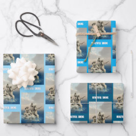 人魚の像。カスタマイズ ラッピングペーパーシート