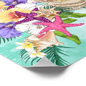 人魚の光る髪 ピンクのキュートなヒトデ ポスター (角)