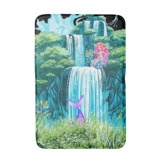 人魚の入った滝 バスマット (正面縦)