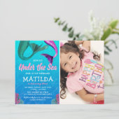 人魚の写真　海の下のプールでお誕生日おめでとう 招待状 (スタンド正面)