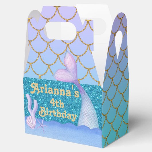 人魚の切り妻のパーソナライズされた誕生日の親切箱 フェイバーボックス (オープン)