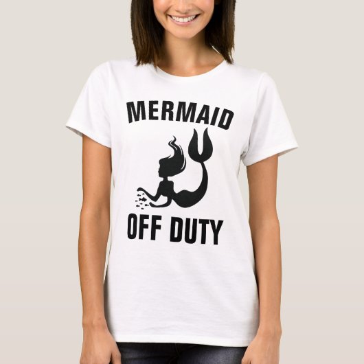 人魚の勤務時間外、面白いレディースTシャツ Tシャツ (正面)