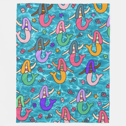 人魚の友人の毛布 フリースブランケット (正面)