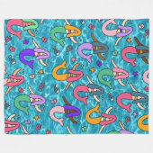 人魚の友人の毛布 フリースブランケット (正面(横))