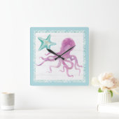 人魚の友人V スクエア壁時計 (ホーム)