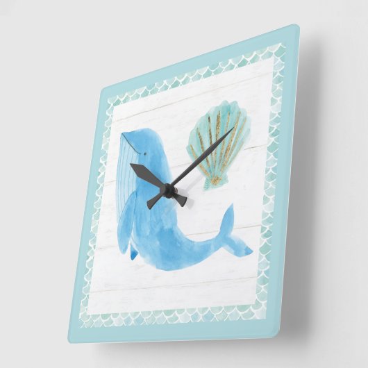 人魚の友人VII スクエア壁時計 (傾斜)