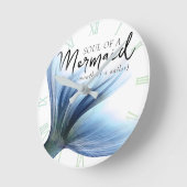 人魚の口の青いしっぽの魂セーラーことわざ ラウンド壁時計 (傾斜)