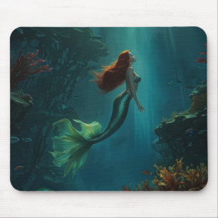 人魚の夢のファンタジーアート水中シーン マウスパッド