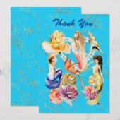 人魚の夢 ロマンティック フラワーズ&パールズ サンキューカード (正面/裏面)