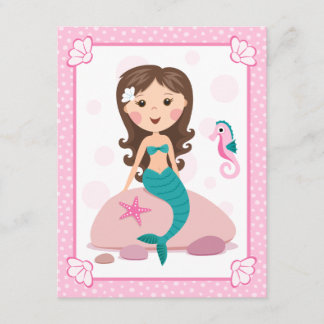 人魚の女の子のかわいい誕生日ガーリーの招待状 招待状