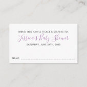 人魚の女の子のベビーシャワー、おむつくじのチケット エンクロージャーカード (裏面)