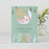 人魚の女の子のベビーシャワー 招待状 (スタンド正面)