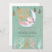 人魚の女の子のベビーシャワー 招待状 (正面/裏面)