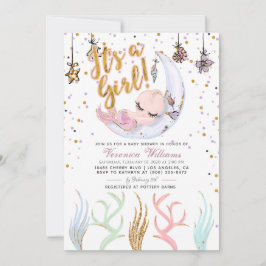 人魚の女の子のベビーシャワー 招待状