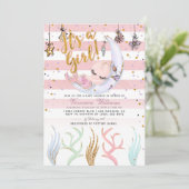 人魚の女の子のベビーシャワー 招待状 (スタンド正面)