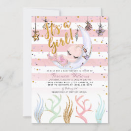 人魚の女の子のベビーシャワー 招待状