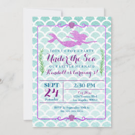 人魚の女の子の誕生日のパーティの招待状 招待状