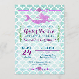人魚の女の子の誕生日のパーティの招待状 招待状