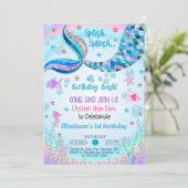 人魚の女の子の誕生日の招待。 招待状 (スタンド正面)