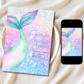 人魚の女の子の誕生日パーティー招待状, 人魚 招待状