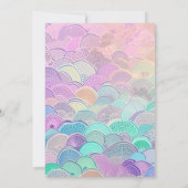 人魚の女の子の誕生日パーティー 紫のグリッター 招待状 (裏面)